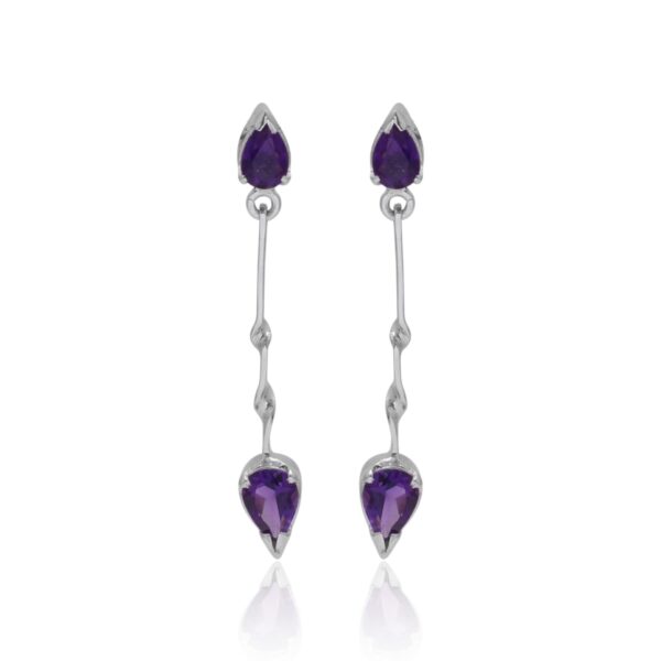 Purple Silver Earring